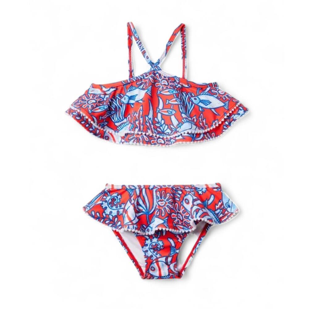 Janie and Jack Recycled Tropical Fish Halter Bikini 2 Piece Swimsuit 12-18 Month